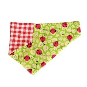 Summer Pet Bandana, Double sided, Lady Bugs and Red Plaid